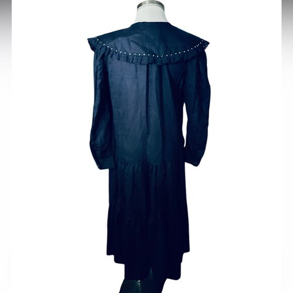 SEA NEW YORK LUNA LINEN L/S DRESS - NAVY Size Medium NWOT - Picture 8 of 8